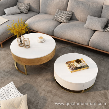 Modern Luxury Round Adjustable Storage Lift Coffee Table